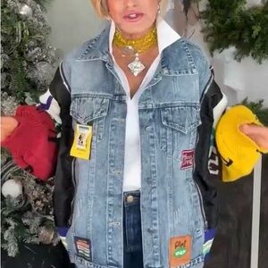 Colorful Patchwork Custom Denim Jacket - Oversized - NWT